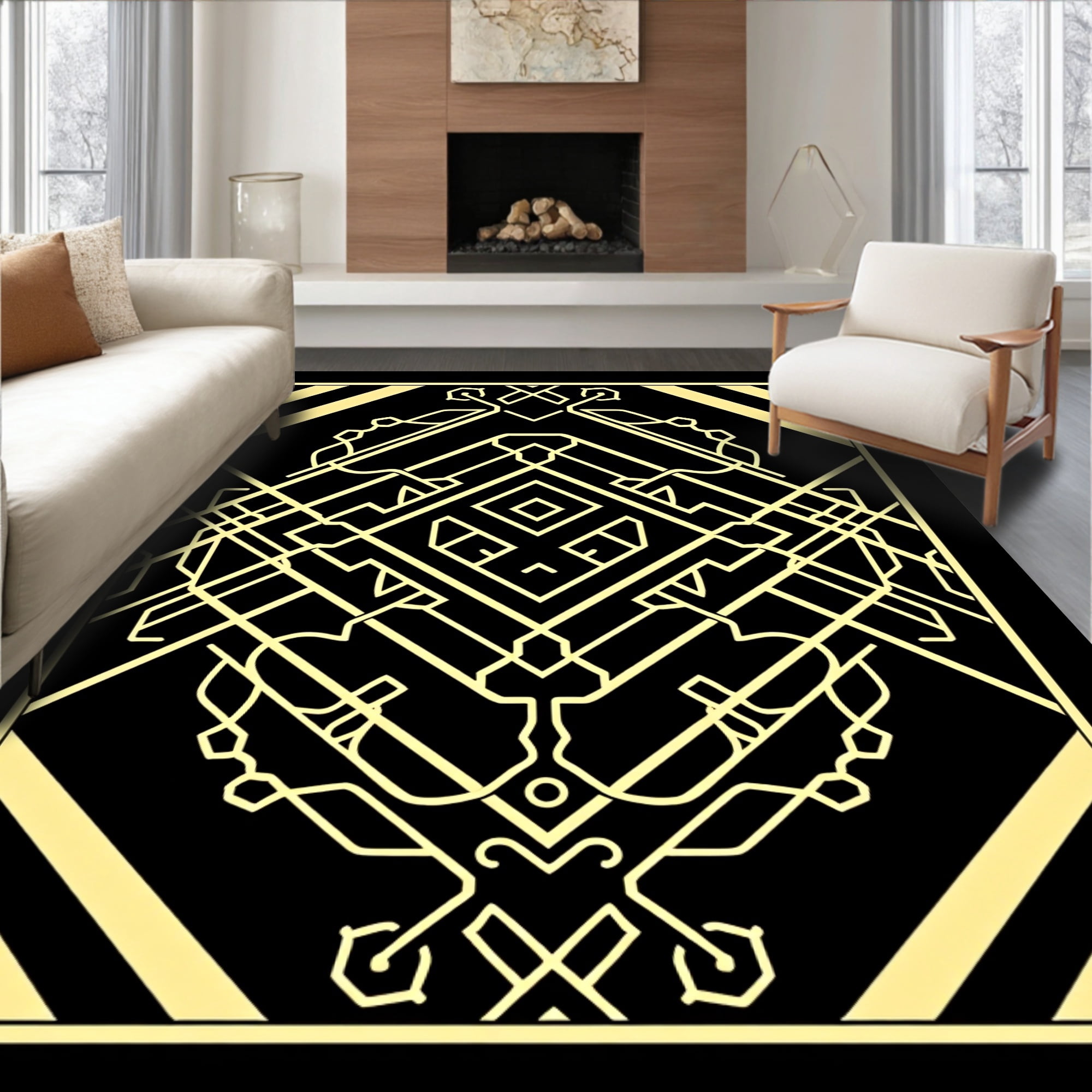 ODIKA 5x7 Machine Washable Non-Slip Area Rug, Varsity Pride Play Team ...