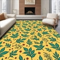 thumbnail image 1 of ODIKA 5'x7' Machine Washable Non-Slip Area Rug, Velvet Holly Leaf Christmas Tree Foundation with Botanical Elegance High Traffic Rug, Yellow, 629665, 1 of 7