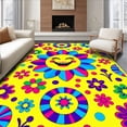 thumbnail image 1 of ODIKA 5'x7' Machine Washable Non-Slip Area Rug, Vibrant Floral Artistic Tufted Decorative Smile High Traffic Rug, Yellow, 610127, 1 of 7