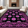 thumbnail image 1 of ODIKA 5'x7' Machine Washable Non-Slip Area Rug, Victorian Rosebud Mosaic with Interlocking Botanical High Traffic Rug, Pink, 743244, 1 of 7