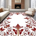 thumbnail image 1 of ODIKA 5'x7' Machine Washable Non-Slip Area Rug, Victorian Scrollwork with Delicate Holly Leaf Design High Traffic Rug with Pad, Red, 614545, 1 of 8