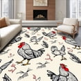 thumbnail image 1 of ODIKA 5'x7' Machine Washable Non-Slip Area Rug, Vintage Barnyard Hen Decorative Non Slip High Traffic Rug, Black, 728404, 1 of 7