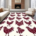 thumbnail image 1 of ODIKA 5'x7' Machine Washable Non-Slip Area Rug, Vintage Barnyard Rooster with Rustic Folk Art High Traffic Rug with Pad, Red, 621942, 1 of 8