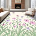 thumbnail image 1 of ODIKA 5'x7' Machine Washable Non-Slip Area Rug, Vintage Botanical Garden Tapestry with Delicate Wildflower Meadow Design High Traffic Rug with Pad, Pink, 532431, 1 of 8