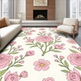 thumbnail image 1 of ODIKA 5'x7' Machine Washable Non-Slip Area Rug, Vintage Botanical Illustration Deluxe Luxury High Traffic Rug with Pad, Pink, 565340, 1 of 8