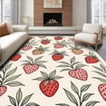 thumbnail image 1 of ODIKA 5'x7' Machine Washable Non-Slip Area Rug, Vintage Botanical Strawberry Print Bathroom Garden Style High Traffic Rug with Pad, Red, 682408, 1 of 8