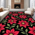 thumbnail image 1 of ODIKA 5'x7' Machine Washable Non-Slip Area Rug, Vintage Cardinal Poinsettia Anti Fatigue Christmas Cushioned High Traffic Rug with Pad, Red, 735282, 1 of 8