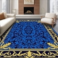 thumbnail image 1 of ODIKA 5'x7' Machine Washable Non-Slip Area Rug, Vintage Damask Scroll Indoor with Baroque High Traffic Rug, Blue, 485803, 1 of 7