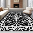 thumbnail image 1 of ODIKA 5'x7' Machine Washable Non-Slip Area Rug, Vintage Damask Scroll with Ornamental Vine Details High Traffic Rug with Pad, Black, 590777, 1 of 8