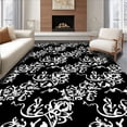 thumbnail image 1 of ODIKA 5'x7' Machine Washable Non-Slip Area Rug, Vintage Holiday and Frosted Pinecone Patterned Floor Coverings High Traffic Rug with Pad, Black, 626338, 1 of 8