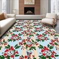 thumbnail image 1 of ODIKA 5'x7' Machine Washable Non-Slip Area Rug, Vintage Holly Berry Wreath Seasonal Floor Pair High Traffic Rug with Pad, Red, 621339, 1 of 8