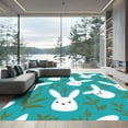 thumbnail image 1 of ODIKA 5'x7' Machine Washable Non-Slip Area Rug, Vintage Inspired Rabbit with Nature High Traffic Rug with Pad, Blue, 913120, 1 of 8