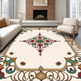 thumbnail image 1 of ODIKA 5'x7' Machine Washable Non-Slip Area Rug, Vintage Medallion Anti Slip Indoor High Traffic Rug with Pad, Beige, 478527, 1 of 8