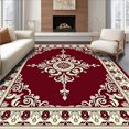 thumbnail image 1 of ODIKA 5'x7' Machine Washable Non-Slip Area Rug, Vintage Medallion Eco Friendly Anti Slip High Traffic Rug, Maroon, 590925, 1 of 7