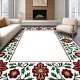 thumbnail image 1 of ODIKA 5x7 Machine Washable Non-Slip Area Rug, Vintage Ornament Medallions with Swirling Ivy and Pinecone Motifs Duo High Traffic Rug with Pad, Maroon, 739805, 1 of 8