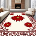 thumbnail image 1 of ODIKA 5'x7' Machine Washable Non-Slip Area Rug, Vintage Poinsettia Bloom Decorative Floor Holiday High Traffic Rug, Red, 734304, 1 of 7