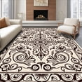 thumbnail image 1 of ODIKA 5'x7' Machine Washable Non-Slip Area Rug, Vintage Swirl Medallion with Ornate Botanical Motifs High Traffic Rug with Pad, Beige, 584863, 1 of 8