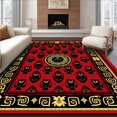 thumbnail image 1 of ODIKA 5'x7' Machine Washable Non-Slip Area Rug, Vivid Heritage Crest with Interlocking Mascot Motifs High Traffic Rug, Red, 669313, 1 of 7