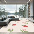 thumbnail image 1 of ODIKA 5'x7' Machine Washable Non-Slip Area Rug, Wavy Checkered Design with Playful Strawberry and Blossom Details High Traffic Rug, Beige, 904561, 1 of 7