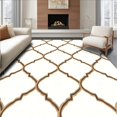 thumbnail image 1 of ODIKA 5'x7' Machine Washable Non-Slip Area Rug, Wavy Lattice Contemporary Fuzzy Comfort High Traffic Rug, Beige, 449081, 1 of 7
