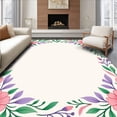 thumbnail image 1 of ODIKA 5'x7' Machine Washable Non-Slip Area Rug, Whimsical ABC Garden With Floral Lettering And Numbered Petal Accents High Traffic Rug with Pad, Pink, 691691, 1 of 8