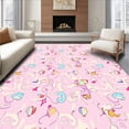 thumbnail image 1 of ODIKA 5'x7' Machine Washable Non-Slip Area Rug, Whimsical ABC Meadow with Dancing Sunrays and Umbrella Flourishes High Traffic Rug, Pink, 697194, 1 of 7