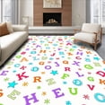 thumbnail image 1 of ODIKA 5'x7' Machine Washable Non-Slip Area Rug, Whimsical ABC Mosaic with Artistic Letters and Confetti Accents High Traffic Rug, Red, 689880, 1 of 7