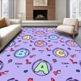 thumbnail image 1 of ODIKA 5x7 Machine Washable Non-Slip Area Rug, Whimsical ABC Parade with Doodle Inspired High Traffic Rug with Pad, Purple, 694380, 1 of 8
