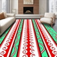 thumbnail image 1 of ODIKA 5'x7' Machine Washable Non-Slip Area Rug, Whimsical Cane Stripe Cheerful Seasonal Motif High Traffic Rug, Red, 613848, 1 of 7