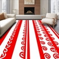 thumbnail image 1 of ODIKA 5'x7' Machine Washable Non-Slip Area Rug, Whimsical Cane Stripe with Peppermint Swirl Theme High Traffic Rug with Pad, Red, 735443, 1 of 8