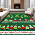 thumbnail image 1 of ODIKA 5'x7' Machine Washable Non-Slip Area Rug, Whimsical Christmas Tree Forest with Gnome Parade and Cane Accents High Traffic Rug, Red, 737584, 1 of 7