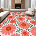 thumbnail image 1 of ODIKA 5'x7' Machine Washable Non-Slip Area Rug, Whimsical Daisy Chain Retro Bohemian Artistic High Traffic Rug with Pad, Pink, 470474, 1 of 8