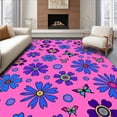 thumbnail image 1 of ODIKA 5'x7' Machine Washable Non-Slip Area Rug, Whimsical Dance Amidst Abstract Flower Clusters High Traffic Rug with Pad, Pink, 646840, 1 of 8