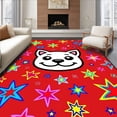 thumbnail image 1 of ODIKA 5'x7' Machine Washable Non-Slip Area Rug, Whimsical Face with Interlocking Starburst High Traffic Rug with Pad, Red, 619824, 1 of 8