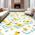 thumbnail image 1 of ODIKA 5'x7' Machine Washable Non-Slip Area Rug, Whimsical Farm Waterfowl Shower Ensemble Bathing Accessories Kit High Traffic Rug, Yellow, 722077, 1 of 5