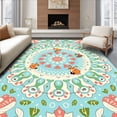 thumbnail image 1 of ODIKA 5'x7' Machine Washable Non-Slip Area Rug, Whimsical Forest Creatures with Enchanted Botanical Motifs High Traffic Rug, Blue, 725549, 1 of 7