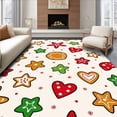 thumbnail image 1 of ODIKA 5'x7' Machine Washable Non-Slip Area Rug, Whimsical Holiday Cookie Medley Featuring Iced Stars and Shapes High Traffic Rug, Ivory, 651318, 1 of 7