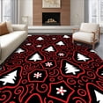 thumbnail image 1 of ODIKA 5'x7' Machine Washable Non-Slip Area Rug, Whimsical Holiday Icon with Stylized Trees and Stars Floor High Traffic Rug with Pad, Black, 630417, 1 of 8