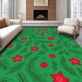 thumbnail image 1 of ODIKA 5'x7' Machine Washable Non-Slip Area Rug, Whimsical Holiday Interlocking Ornament High Traffic Rug with Pad, Green, 622764, 1 of 8