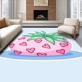 thumbnail image 1 of ODIKA 5'x7' Machine Washable Non-Slip Area Rug, Whimsical Kawaii Fruit Shaped Tufted Absorbent Microfiber Decoration High Traffic Rug, Pink, 728254, 1 of 7