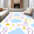 thumbnail image 1 of ODIKA 5'x7' Machine Washable Non-Slip Area Rug, Whimsical Kawaii Pastel Clouds and Stars Design High Traffic Rug with Pad, Blue, 396258, 1 of 8
