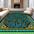 thumbnail image 1 of ODIKA 5'x7' Machine Washable Non-Slip Area Rug, Whimsical Letter Maze With Scattered Numeric Accents And Artistic Borders High Traffic Rug, Black, 693763, 1 of 7
