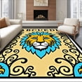 thumbnail image 1 of ODIKA 5'x7' Machine Washable Non-Slip Area Rug, Whimsical Lion Crest with Decorative Alphabet and Artistic Flourishes High Traffic Rug, Beige, 693203, 1 of 7