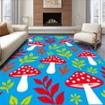 thumbnail image 1 of ODIKA 5'x7' Machine Washable Non-Slip Area Rug, Whimsical Mushroom Forest with Playful Botanical Accents High Traffic Rug, Blue, 647689, 1 of 7