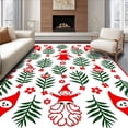 thumbnail image 1 of ODIKA 5'x7' Machine Washable Non-Slip Area Rug, Whimsical Nordic Elf Motifs with Festive Pine Branch Accents High Traffic Rug with Pad, Red, 736118, 1 of 8
