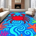 thumbnail image 1 of ODIKA 5'x7' Machine Washable Non-Slip Area Rug, Whimsical Ocean Creature Featuring Crustacean and Nautical High Traffic Rug, Red, 724983, 1 of 7
