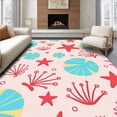 thumbnail image 1 of ODIKA 5'x7' Machine Washable Non-Slip Area Rug, Whimsical Ocean Critters Cartoon with Playful Sea High Traffic Rug with Pad, Red, 724679, 1 of 8