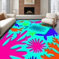 thumbnail image 1 of ODIKA 5'x7' Machine Washable Non-Slip Area Rug, Whimsical Ocean Sirens With Playful Underwater Creatures High Traffic Rug with Pad, Cyan, 707024, 1 of 8