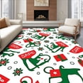 thumbnail image 1 of ODIKA 5'x7' Machine Washable Non-Slip Area Rug, Whimsical Santa Sleigh and Snowy Hearth Seasonal Pair High Traffic Rug with Pad, Red, 622599, 1 of 8