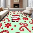 thumbnail image 1 of ODIKA 5'x7' Machine Washable Non-Slip Area Rug, Whimsical Santa with Cane Stripes and Winter Berries High Traffic Rug with Pad, Green, 624608, 1 of 8